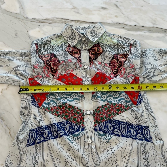 ETRO WHITE MULTI COTTON SHIRT SIZE IT 44 / US 8 NWTS! - Picture 10 of 17